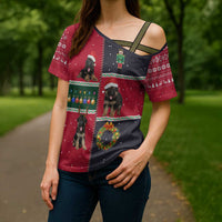 German Shepherd Puppy Christmas Cross Shoulder Shirt with Ornaments Wreath and Nutcracker Design - Wonder Print Shop
