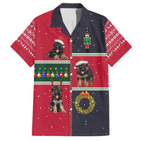 German Shepherd Puppy Christmas Family Matching Long Sleeve Bodycon Dress and Hawaiian Shirt with Ornaments Wreath and Nutcracker Design - Wonder Print Shop
