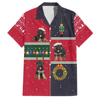 German Shepherd Puppy Christmas Family Matching Long Sleeve Bodycon Dress and Hawaiian Shirt with Ornaments Wreath and Nutcracker Design - Wonder Print Shop