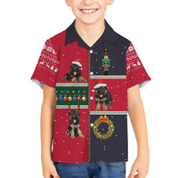 German Shepherd Puppy Christmas Family Matching Long Sleeve Bodycon Dress and Hawaiian Shirt with Ornaments Wreath and Nutcracker Design - Wonder Print Shop