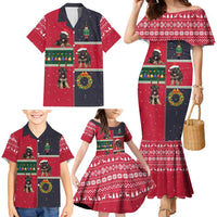 German Shepherd Puppy Christmas Family Matching Mermaid Dress and Hawaiian Shirt with Ornaments Wreath and Nutcracker Design - Wonder Print Shop