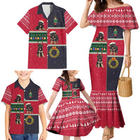 German Shepherd Puppy Christmas Family Matching Mermaid Dress and Hawaiian Shirt with Ornaments Wreath and Nutcracker Design - Wonder Print Shop