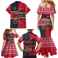 German Shepherd Puppy Christmas Family Matching Mermaid Dress and Hawaiian Shirt with Ornaments Wreath and Nutcracker Design - Wonder Print Shop
