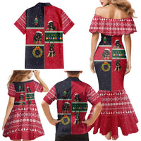 German Shepherd Puppy Christmas Family Matching Mermaid Dress and Hawaiian Shirt with Ornaments Wreath and Nutcracker Design - Wonder Print Shop