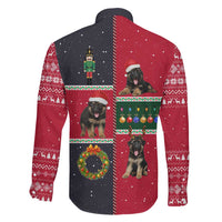 German Shepherd Puppy Christmas Family Matching Mermaid Dress and Hawaiian Shirt with Ornaments Wreath and Nutcracker Design - Wonder Print Shop