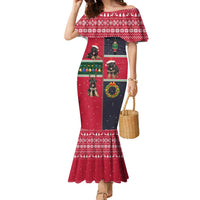German Shepherd Puppy Christmas Family Matching Mermaid Dress and Hawaiian Shirt with Ornaments Wreath and Nutcracker Design - Wonder Print Shop