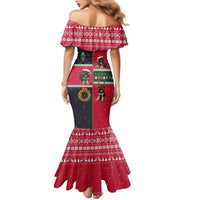 German Shepherd Puppy Christmas Family Matching Mermaid Dress and Hawaiian Shirt with Ornaments Wreath and Nutcracker Design - Wonder Print Shop
