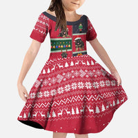 German Shepherd Puppy Christmas Family Matching Off The Shoulder Long Sleeve Dress and Hawaiian Shirt with Ornaments Wreath and Nutcracker Design - Wonder Print Shop