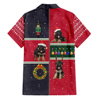 German Shepherd Puppy Christmas Family Matching Off Shoulder Maxi Dress and Hawaiian Shirt with Ornaments Wreath and Nutcracker Design - Wonder Print Shop