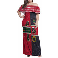 German Shepherd Puppy Christmas Family Matching Off Shoulder Maxi Dress and Hawaiian Shirt with Ornaments Wreath and Nutcracker Design - Wonder Print Shop