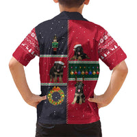 German Shepherd Puppy Christmas Family Matching Off Shoulder Short Dress and Hawaiian Shirt with Ornaments Wreath and Nutcracker Design - Wonder Print Shop