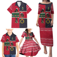German Shepherd Puppy Christmas Family Matching Puletasi and Hawaiian Shirt with Ornaments Wreath and Nutcracker Design - Wonder Print Shop