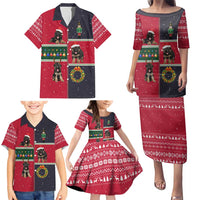 German Shepherd Puppy Christmas Family Matching Puletasi and Hawaiian Shirt with Ornaments Wreath and Nutcracker Design - Wonder Print Shop