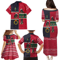 German Shepherd Puppy Christmas Family Matching Puletasi and Hawaiian Shirt with Ornaments Wreath and Nutcracker Design - Wonder Print Shop