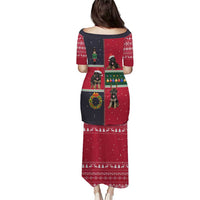 German Shepherd Puppy Christmas Family Matching Puletasi and Hawaiian Shirt with Ornaments Wreath and Nutcracker Design - Wonder Print Shop