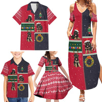 German Shepherd Puppy Christmas Family Matching Summer Maxi Dress and Hawaiian Shirt with Ornaments Wreath and Nutcracker Design - Wonder Print Shop