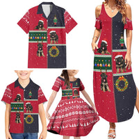German Shepherd Puppy Christmas Family Matching Summer Maxi Dress and Hawaiian Shirt with Ornaments Wreath and Nutcracker Design - Wonder Print Shop