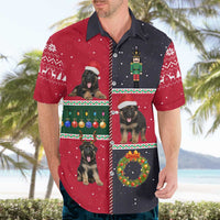 German Shepherd Puppy Christmas Hawaiian Shirt with Ornaments Wreath and Nutcracker Design - Wonder Print Shop