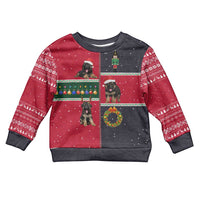 German Shepherd Puppy Christmas Kid Ugly Christmas Sweater with Ornaments Wreath and Nutcracker Design - Wonder Print Shop