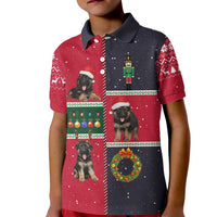 German Shepherd Puppy Christmas Kid Polo Shirt with Ornaments Wreath and Nutcracker Design - Wonder Print Shop