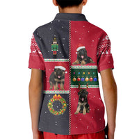 German Shepherd Puppy Christmas Kid Polo Shirt with Ornaments Wreath and Nutcracker Design - Wonder Print Shop