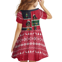 German Shepherd Puppy Christmas Kid Short Sleeve Dress with Ornaments Wreath and Nutcracker Design - Wonder Print Shop