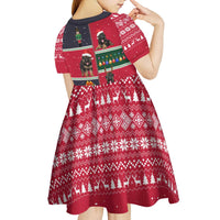 German Shepherd Puppy Christmas Kid Short Sleeve Dress with Ornaments Wreath and Nutcracker Design - Wonder Print Shop