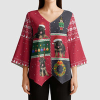 German Shepherd Puppy Christmas Kimono Sleeve Blouse with Ornaments Wreath and Nutcracker Design - Wonder Print Shop