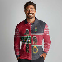 German Shepherd Puppy Christmas Long Sleeve Polo Shirt with Ornaments Wreath and Nutcracker Design - Wonder Print Shop