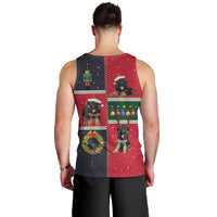German Shepherd Puppy Christmas Men Tank Top with Ornaments Wreath and Nutcracker Design - undefined