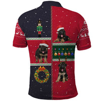 German Shepherd Puppy Christmas Polo Shirt with Ornaments Wreath and Nutcracker Design - Wonder Print Shop