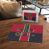 German Shepherd Puppy Christmas Puzzle with Ornaments Wreath and Nutcracker Design - Wonder Print Shop