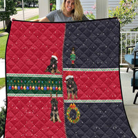 German Shepherd Puppy Christmas Quilt with Ornaments Wreath and Nutcracker Design - Wonder Print Shop