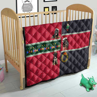 German Shepherd Puppy Christmas Quilt with Ornaments Wreath and Nutcracker Design - Wonder Print Shop