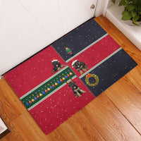 German Shepherd Puppy Christmas Rubber Doormat with Ornaments Wreath and Nutcracker Design - Wonder Print Shop