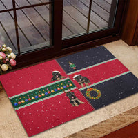 German Shepherd Puppy Christmas Rubber Doormat with Ornaments Wreath and Nutcracker Design - Wonder Print Shop