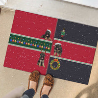 German Shepherd Puppy Christmas Rubber Doormat with Ornaments Wreath and Nutcracker Design - Wonder Print Shop