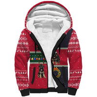 German Shepherd Puppy Christmas Sherpa Hoodie with Ornaments Wreath and Nutcracker Design - Wonder Print Shop