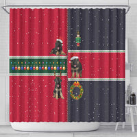 German Shepherd Puppy Christmas Shower Curtain with Ornaments Wreath and Nutcracker Design - Wonder Print Shop