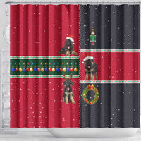 German Shepherd Puppy Christmas Shower Curtain with Ornaments Wreath and Nutcracker Design - Wonder Print Shop