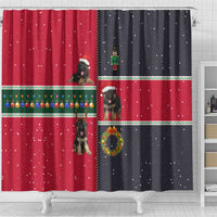 German Shepherd Puppy Christmas Shower Curtain with Ornaments Wreath and Nutcracker Design - Wonder Print Shop
