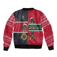 German Shepherd Puppy Christmas Sleeve Zip Bomber Jacket with Ornaments Wreath and Nutcracker Design - Wonder Print Shop