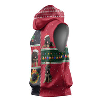 German Shepherd Puppy Christmas Sleeveless Hoodie with Ornaments Wreath and Nutcracker Design - Wonder Print Shop