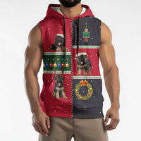 German Shepherd Puppy Christmas Sleeveless Hoodie with Ornaments Wreath and Nutcracker Design - Wonder Print Shop
