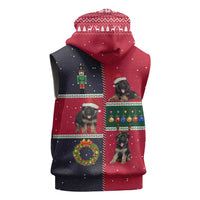 German Shepherd Puppy Christmas Sleeveless Zip Hoodie with Ornaments Wreath and Nutcracker Design - Wonder Print Shop