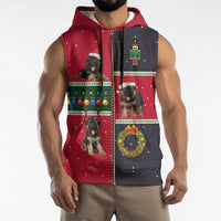 German Shepherd Puppy Christmas Sleeveless Zip Hoodie with Ornaments Wreath and Nutcracker Design - Wonder Print Shop