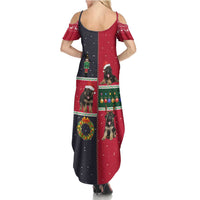German Shepherd Puppy Christmas Summer Maxi Dress with Ornaments Wreath and Nutcracker Design - Wonder Print Shop