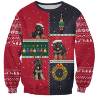 German Shepherd Puppy Christmas Sweatshirt with Ornaments Wreath and Nutcracker Design - Wonder Print Shop