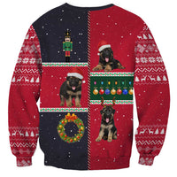 German Shepherd Puppy Christmas Sweatshirt with Ornaments Wreath and Nutcracker Design - Wonder Print Shop