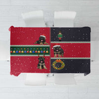 German Shepherd Puppy Christmas Tablecloth with Ornaments Wreath and Nutcracker Design - Wonder Print Shop